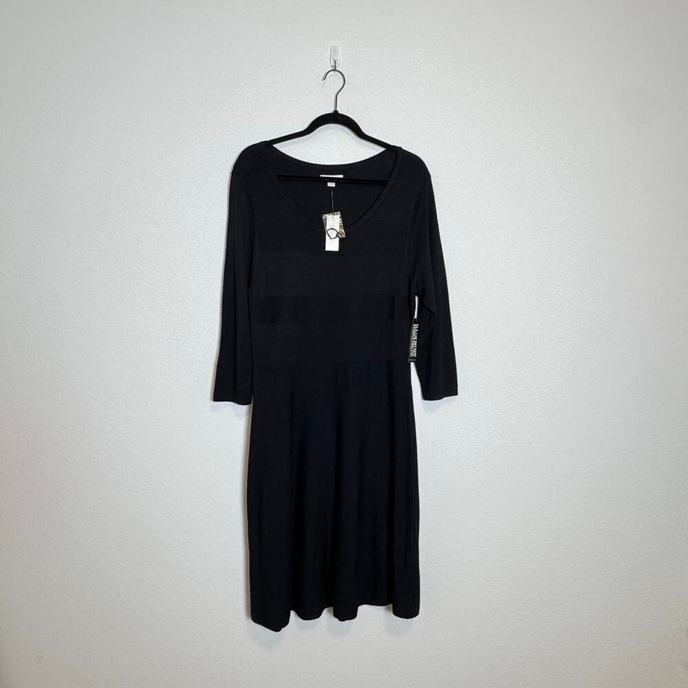 ✨New✨New York & Company Ribbed Knit Midi Black Sweater Dress, L